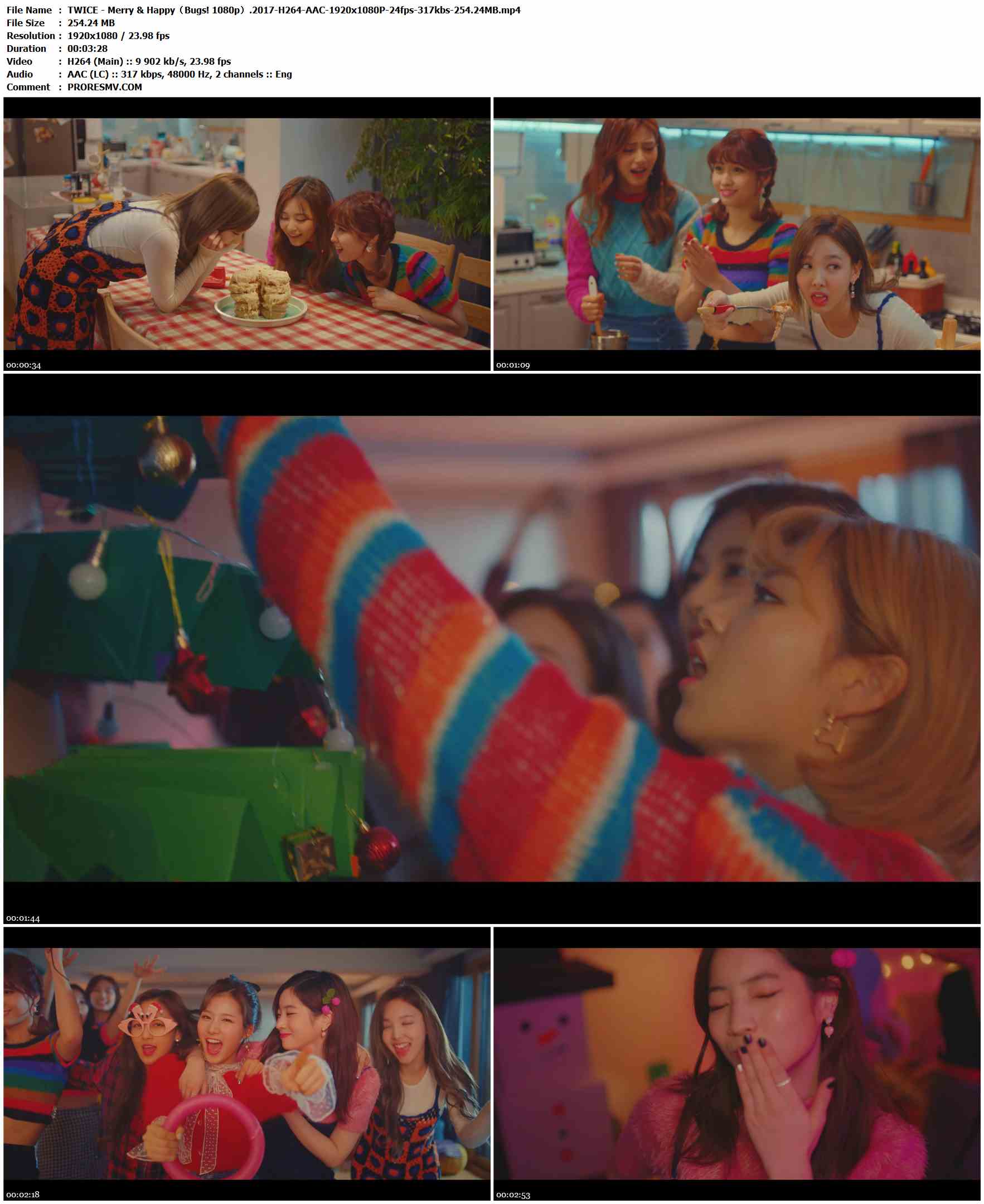 TWICE - Merry & Happy（Bugs! 1080p）.2017-H264-AAC-1920x1080P-24fps-317kbs-254.24MB官方MV_高清MV